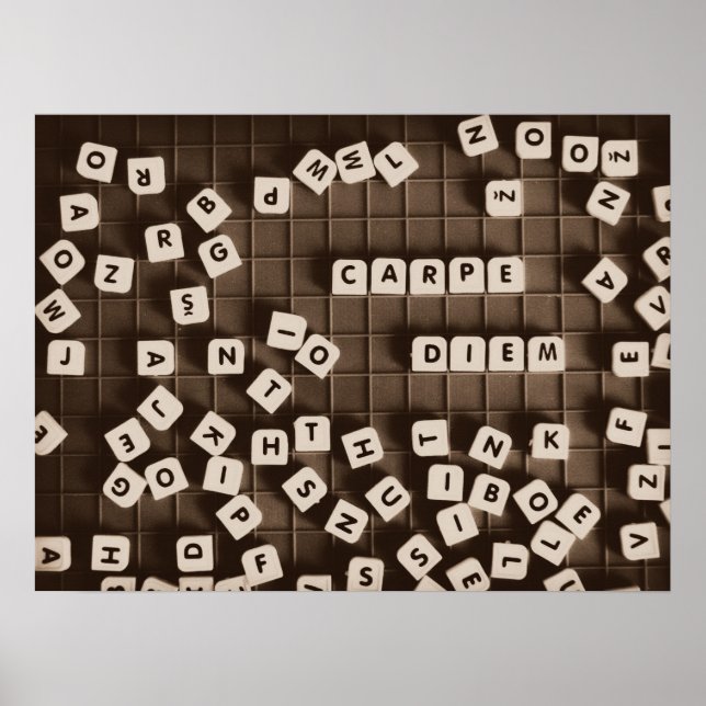 Carpe Diem Scrambled Letter Tiles Poster (Front)