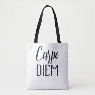 Carpe Diem Seize The Day Black Type Tote Bag