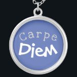 Carpe Diem - Seize the Day!  Calm Down Silver Plated Necklace<br><div class="desc">Carpe Diem - Seize the Day! Adapt, Calm Down, Relax, Keep Breathing Pendant Charm Necklace Special Gift for Someone Special Change the Font or Text, or Love it as it is! Choose Your Favourite Colour, Style, Size and Metal Option. Made in the U.S.A Easy Gift Idea for Her! See more...</div>