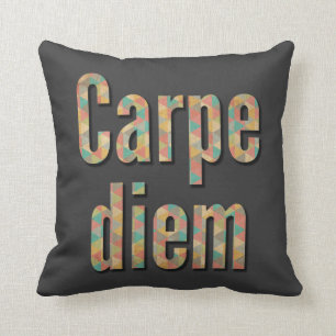 Carpe diem Seize the day Geometric Black Throw Pillow