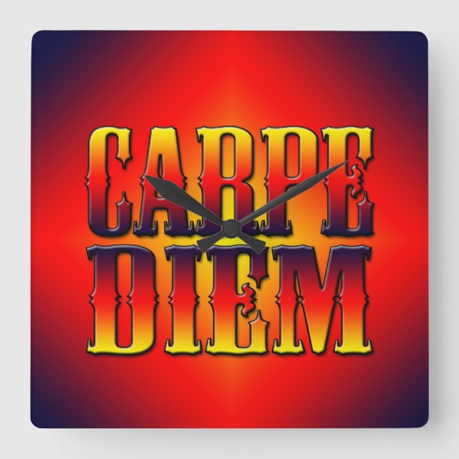 Carpe Diem Square Wall Clock (Front)