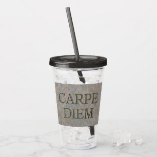 Carpe Diem Stone grey acrylic tumbler