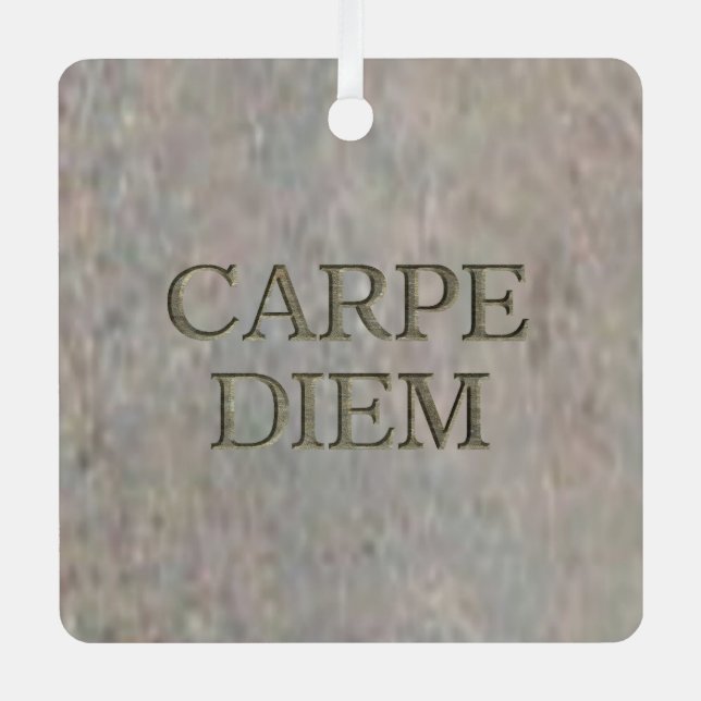 Carpe Diem Stone metal square ornament (Front)