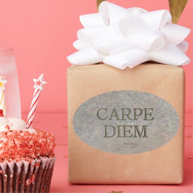 Carpe Diem Stone oval large stickers (Party)