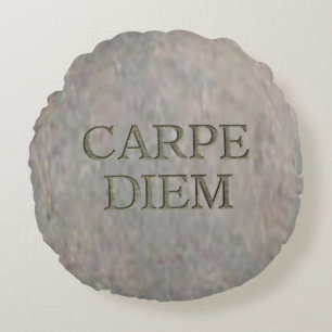 Carpe Diem Stone round poly throw pillow