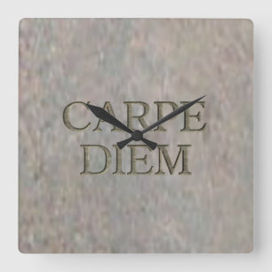 Carpe Diem Stone square wall clock