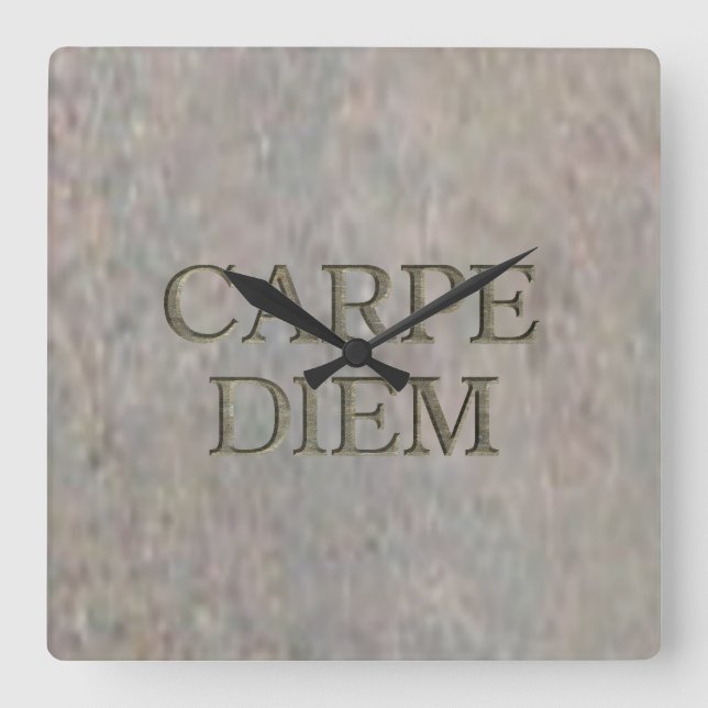 Carpe Diem Stone square wall clock (Front)