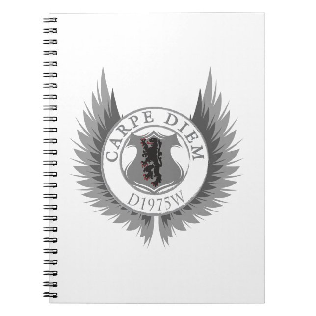 Carpe Diem with Crest, Wings & Lyon Notebook (Front)