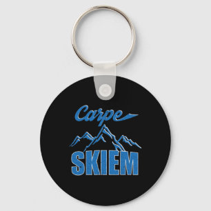 Carpe Skiem Shirt Funny Winter Skiing Snowboarding Keychain