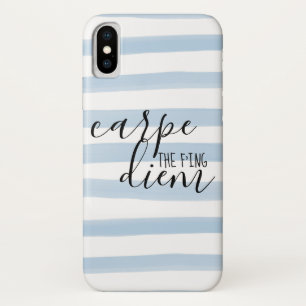 Carpe the f'ing Diem Blue Stripe Pattern Case-Mate iPhone Case