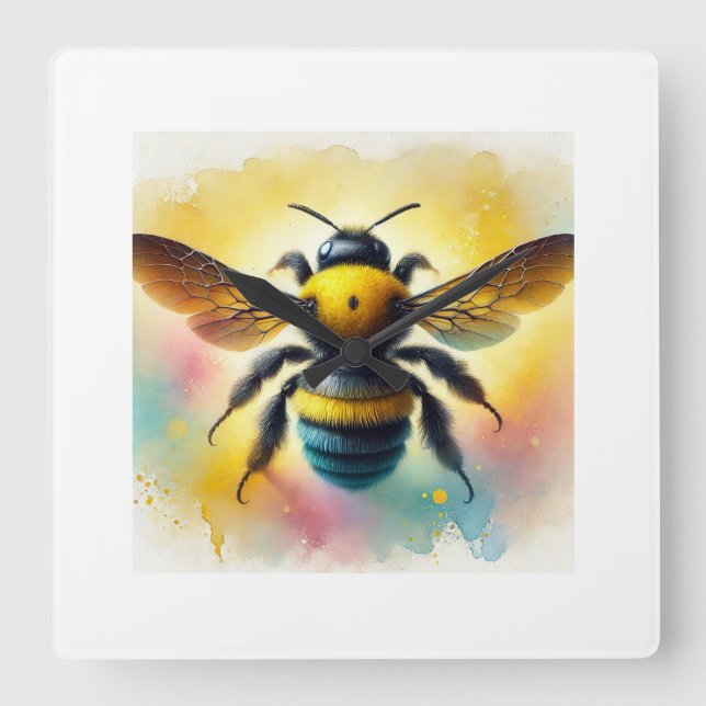 Carpenter bee 041024AREF116 - Watercolor Square Wall Clock (Front)