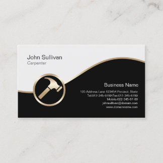Carpenter Business Card Gold Hammer Icon