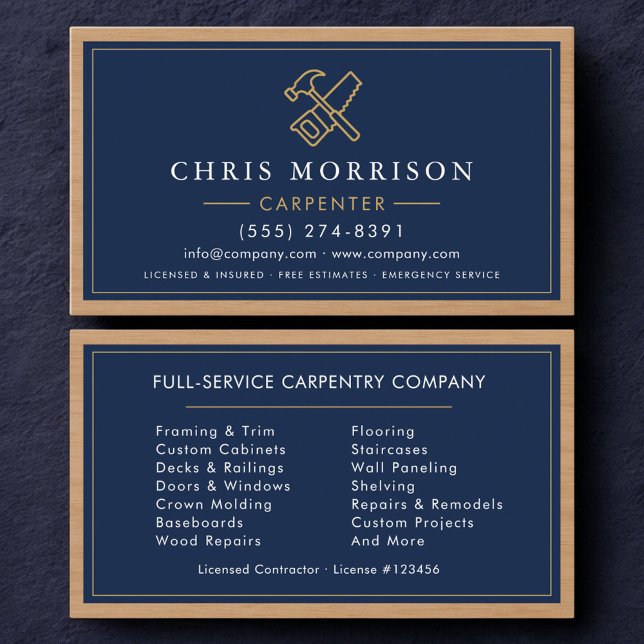 Carpenter Carpentry Home Improvement Building Business Card (Creator Uploaded)
