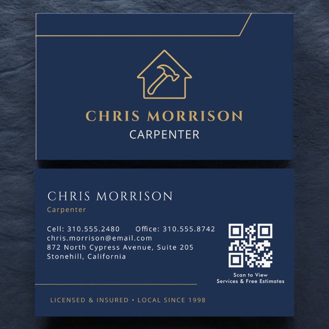 Carpenter Carpentry Modern QR Code Business Card (Creator Uploaded)