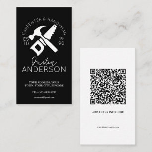 Carpenter carpentry services small business joiner card
