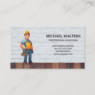 Carpenter Construction Worker Bricks Wood Business Card