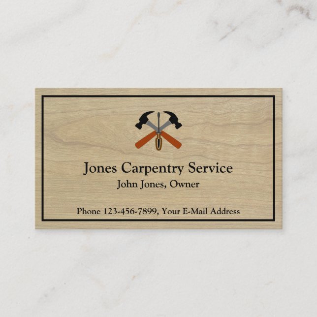 Carpenter Contractor Construction Business Card (Front)