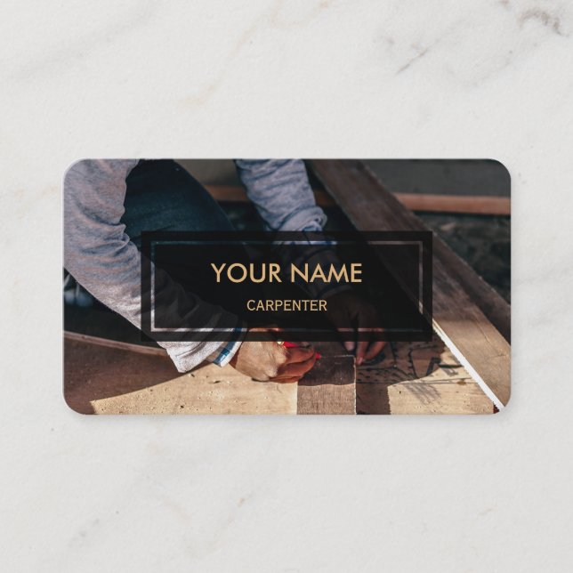 Carpenter (Elegant Photo Overlay) Business Card (Front)