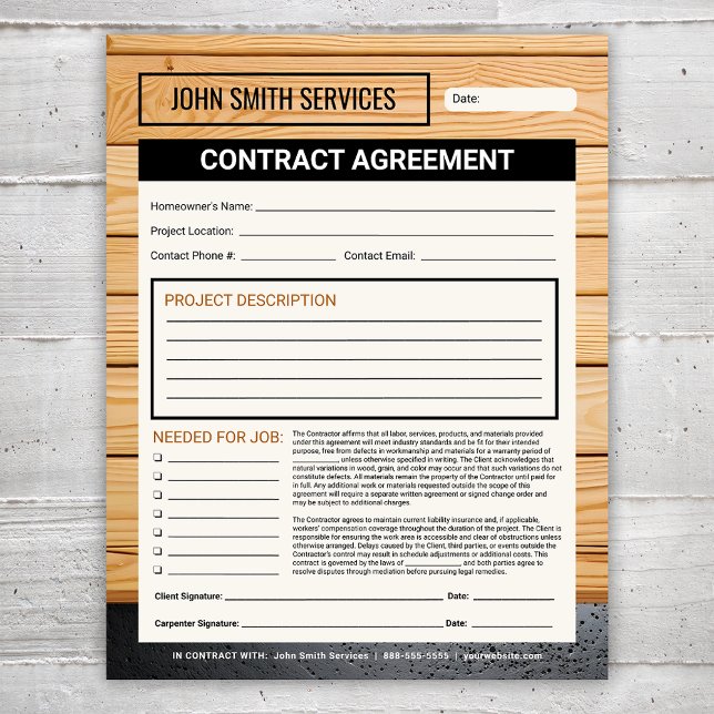 Carpenter Home Renovations Contract Agreement Notepad (Creator Uploaded)