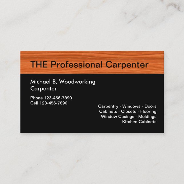 Carpenter Professionally Designed Business Card (Front)
