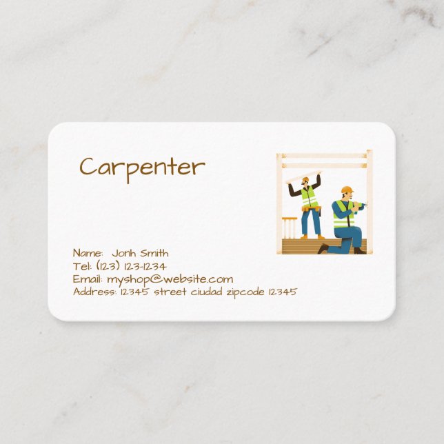 carpenter services editable   business card (Front)