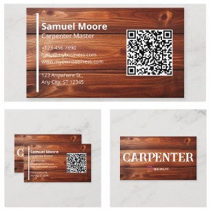 Carpenter Templates QR Code Generator Business Card