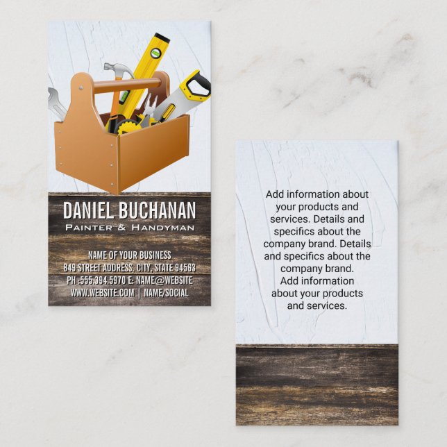Carpenter Tool Box | Wood and Spackle Business Card (Front/Back)