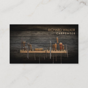 Carpenter Tools  Professional Rustic Wood Business Card