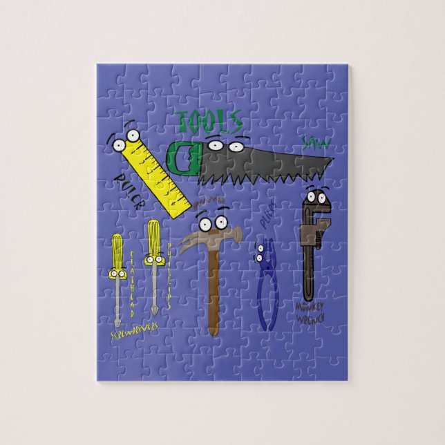 Carpenter Tools Whimsical Cartoon Art Jigsaw Puzzle (Vertical)