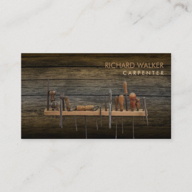 Carpenter Tools Woodworking Professional Wood Business Card (Front)