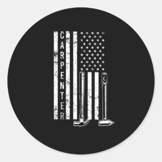 Carpenter USA Flag for woodworker or handyman Classic Round Sticker