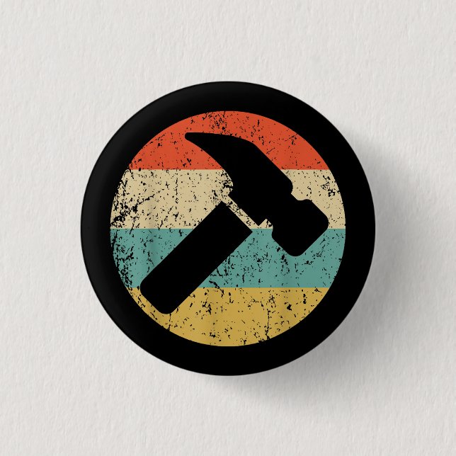 Carpenter Vintage Retro Hammer 1 Inch Round Button (Front)