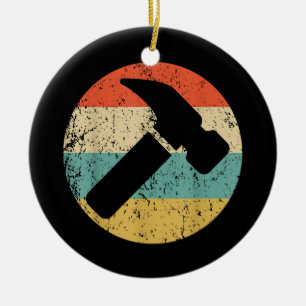 Carpenter Vintage Retro Hammer Ceramic Ornament