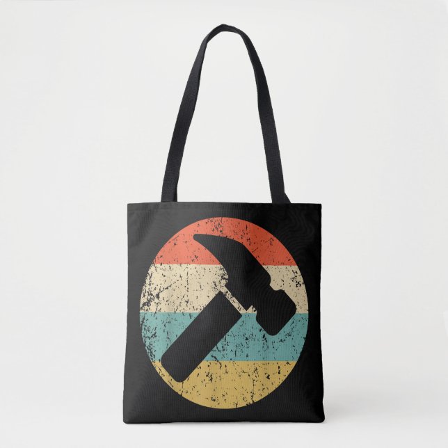 Carpenter Vintage Retro Hammer Tote Bag (Front)