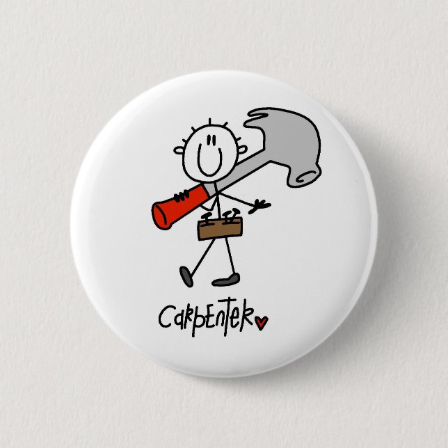 Carpenter With Hammer 2 Inch Round Button (Front)
