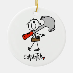 Carpenter With Hammer Ceramic Ornament