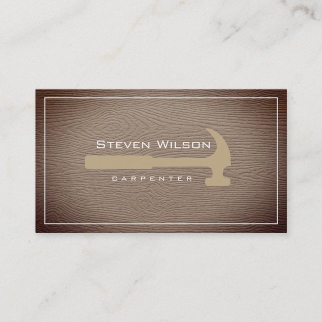 Carpenter Woodwork Professional Tool Rustic Wood Business Card (Front)