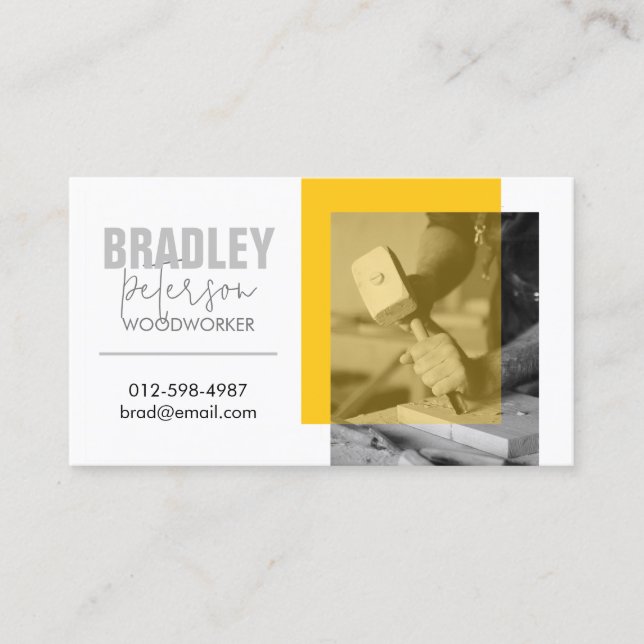 Carpenter Woodworker Customizable Image Business Card (Front)