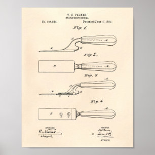 Carpenter's Chisel 1889 Patent Art Old Peper Poster
