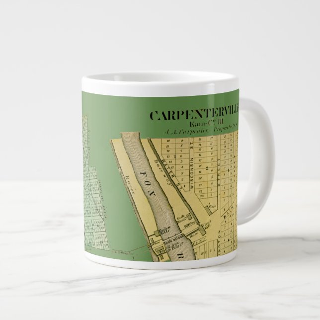 CARPENTERSVILLE DUNDEE ILLINOIS 1871 MAP LARGE COFFEE MUG (Front Right)