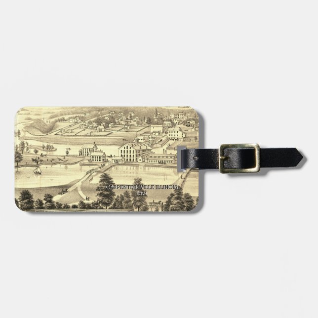 Carpentersville Illinois 1871 City View Luggage Tag (Front Horizontal)