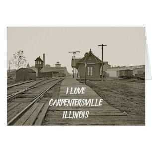 CARPENTERSVILLE ILLINOIS FERROAD DEPOT TRAIN 1890