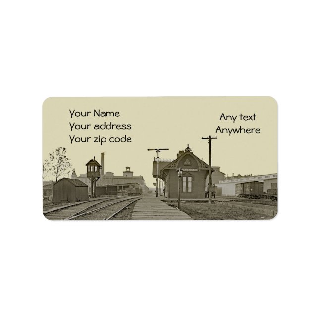 CARPENTERSVILLE ILLINOIS RAILROAD DEPOT TRAIN 1890 LABEL (Front)