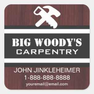 Carpentry Business Contact Square Sticker