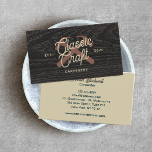 Carpentry Construction Carpenter Rustic wood Business Card