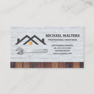Carpentry Hardware Tools Wood Brick Wall Business Card