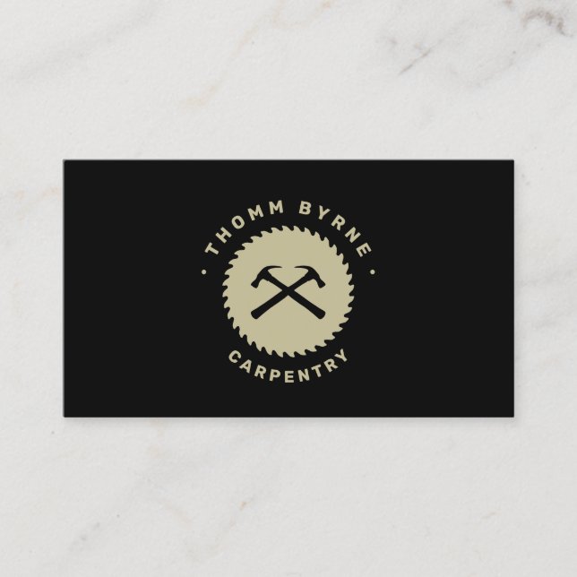Carpentry Home Construction Hammer Round Saw Business Card (Front)