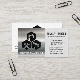 Carpentry Services   Metallic Background Business  Card
