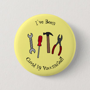 Carpentry tools cartoon illustration 2 inch round button