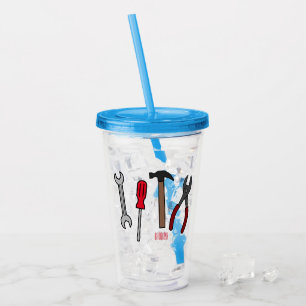 Carpentry tools cartoon illustration acrylic tumbler